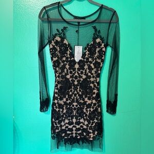 For Love & Lemons Luau Mini Dress in black and nude